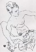 Seated Female nude with drapery